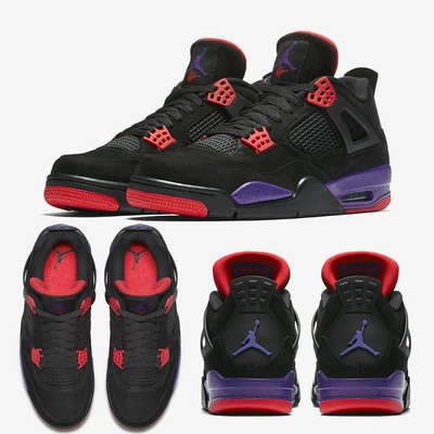 air jordan 4 raptors aj4 猛龙黑紫 篮球鞋 2019年版 aq3816-056