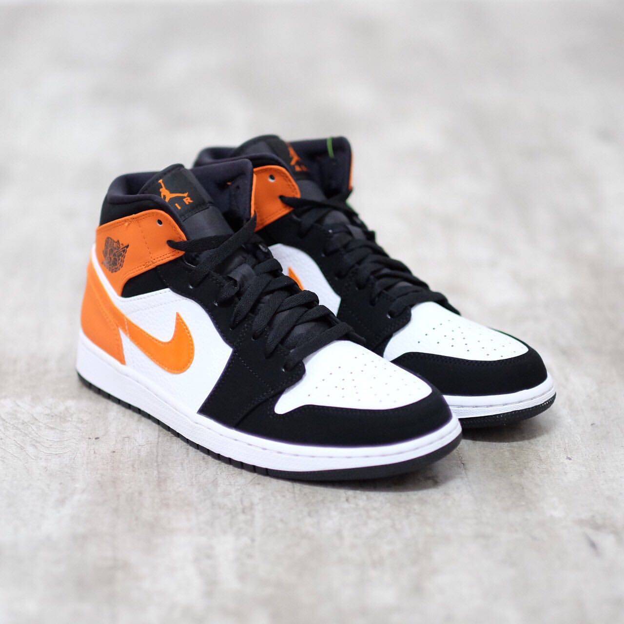 lkj体育airjordanmidaj1黑橙扣碎篮板中帮篮球鞋