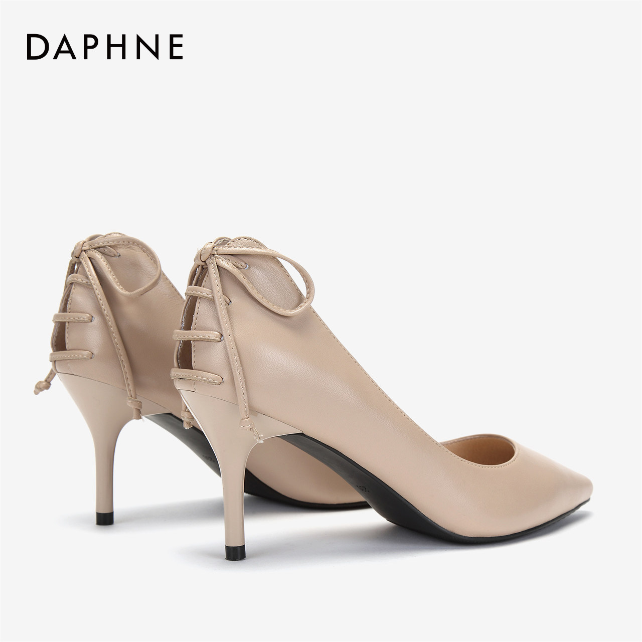 daphne/达芙妮2019春新款职场气质羊皮绑带酒杯细高跟鞋单鞋女