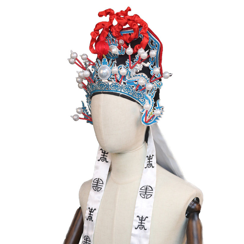 中原戏装戏曲将巾武生巾帽子武将头盔京剧武生火焰巾将军帽硬扎巾