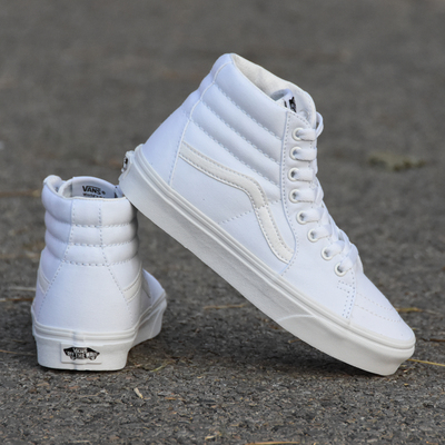 老张vanssk8hi全白高帮经典款男女休闲帆布鞋滑板鞋vn000d5iw00