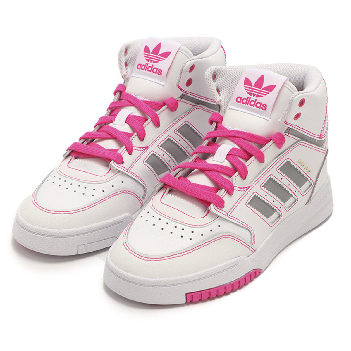 adidas阿迪达斯女鞋皮质运动透气休闲鞋少女粉高轻便板鞋