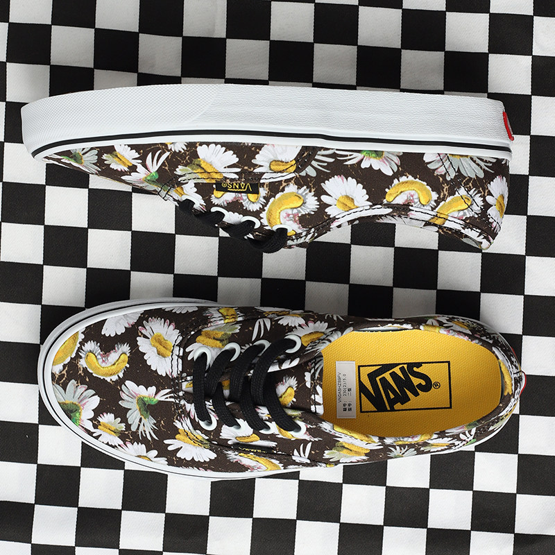 vansauthentic小雏菊菊花图案帆布布鞋男女女鞋休闲板鞋