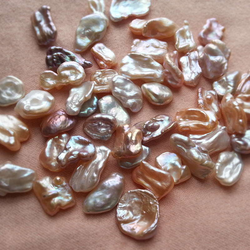 天然淡水珍珠散珍珠巴洛克扁珠异形不规则珍珠diy定制项链吊坠