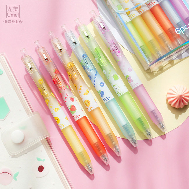 果味尤美元气跳动中性笔黑色签字笔学生水笔按动中性笔