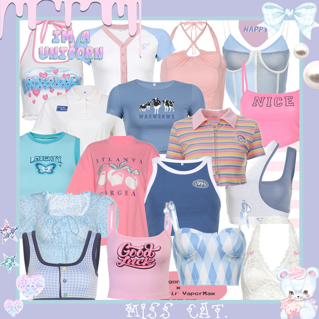 Y2K千禧风欧美街拍ins性感露脐可爱粉嫩印花复古辣妹少女短袖T恤