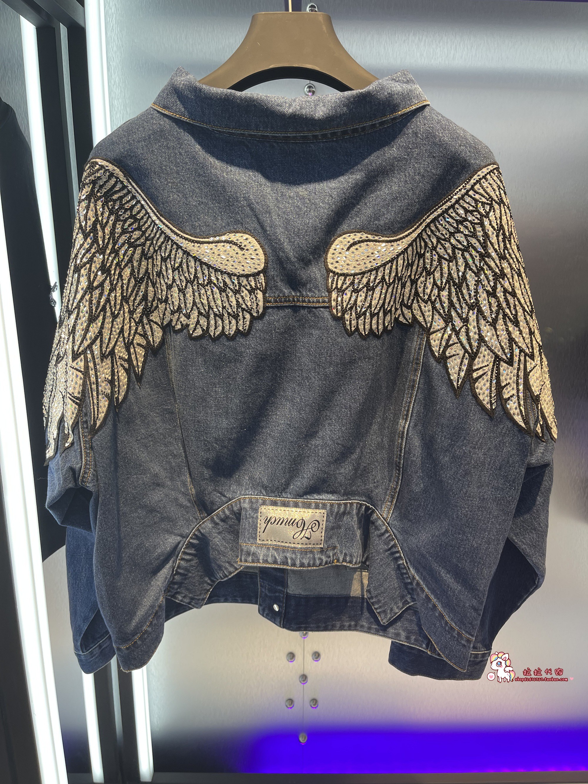 专柜正品TCH轻奢潮牌2022大翅膀烫钻牛仔休闲外套T66B068160