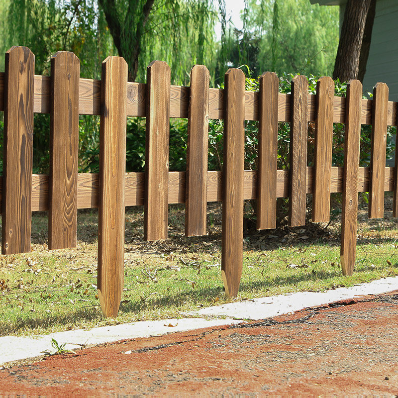 园林工程护栏围栏碳化防腐木栅栅栏篱笆小花园庭院大型篱笆