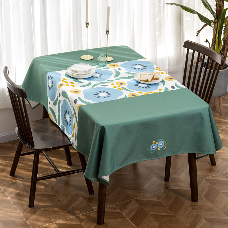 桌布ins花朵布艺棉麻防水餐桌长方形茶几餐台桌布