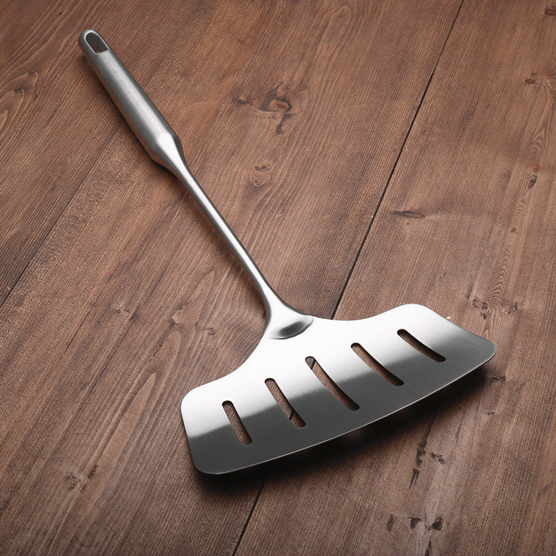 出口德国304不锈钢加厚翻鱼铲子煎鱼铲加宽煎蛋铲牛排铲平铲漏铲