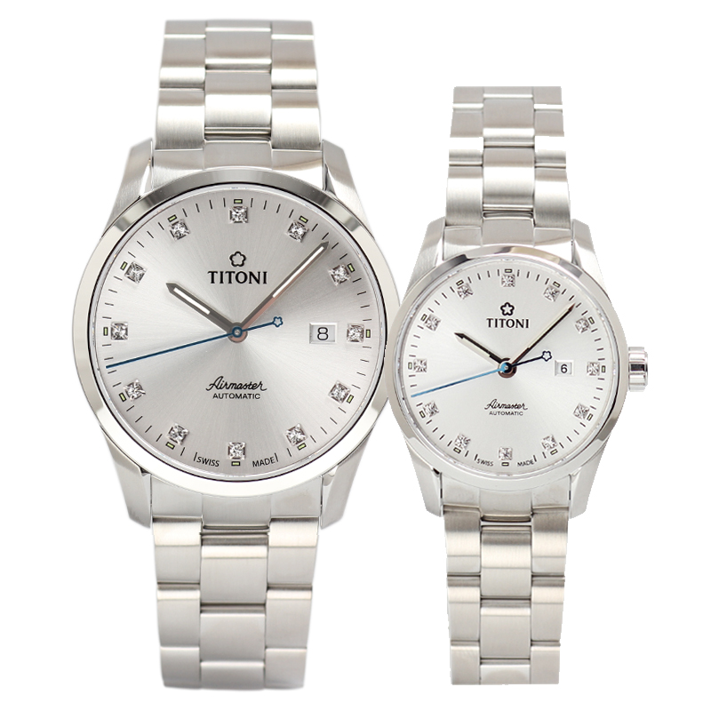 梅花TITONI空霸系列 机械镶钻钢带男女表23743 83743-S-581 行货