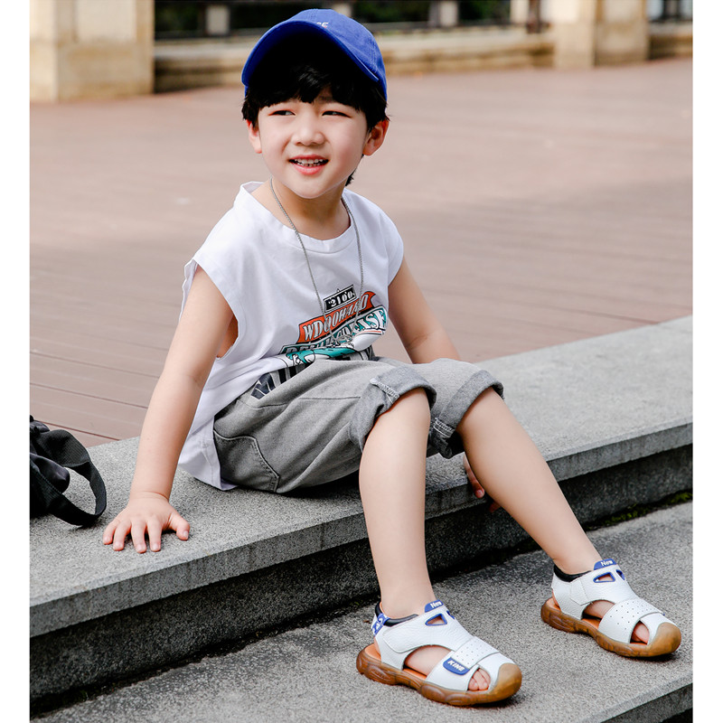 真皮男孩夏季包头男童凉鞋防滑牛皮儿童中小凉鞋