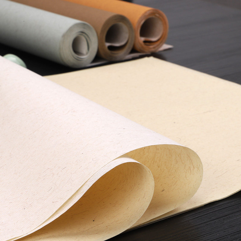 东晋麻纸半生半熟纤维麻宣彩纯手工书法国画作品专用宣纸