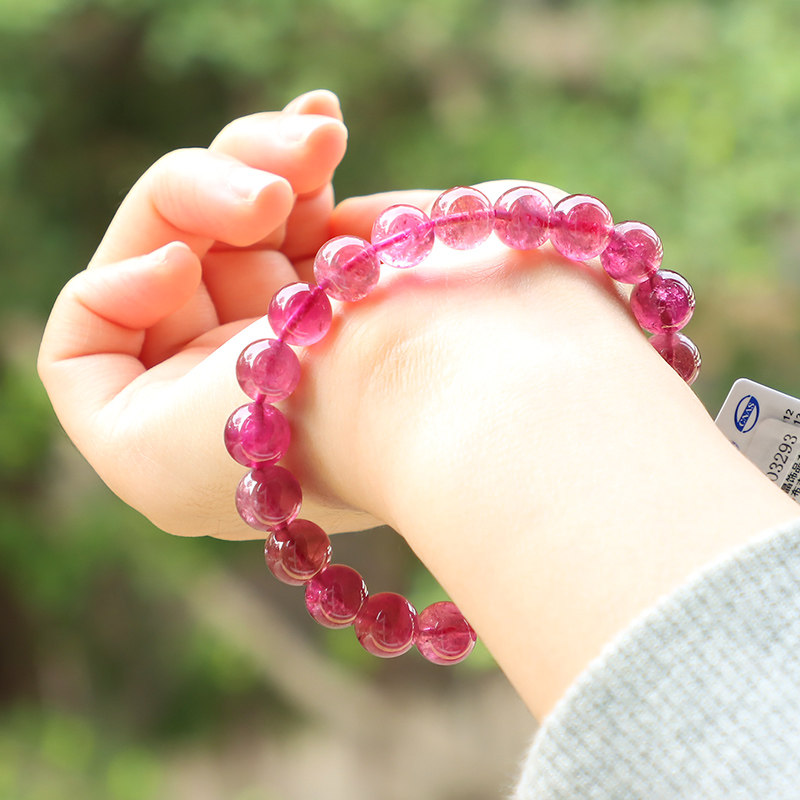 戒面料全色系卢比来红碧玺手链女款高冰浓艳碧玺手串送证书