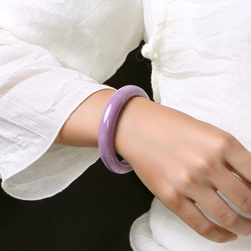 手镯亲宝水晶天然异象紫云云母女款丁香紫玉玉色手镯