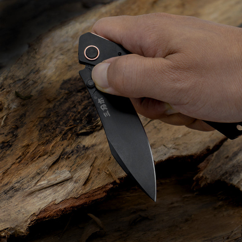 三刃木新品9306轻户外高硬度锋利折叠刀开瓶器玫瑰金时尚水果刀