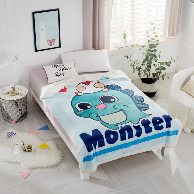 宝宝幼儿园午睡被子奥特曼保暖盖毯羊羔绒宝婴儿休闲毯