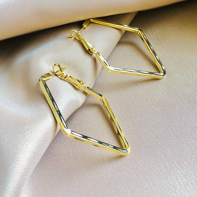 韩式简风几何菱形耳环2021新款欧美风夸张耳饰耳环