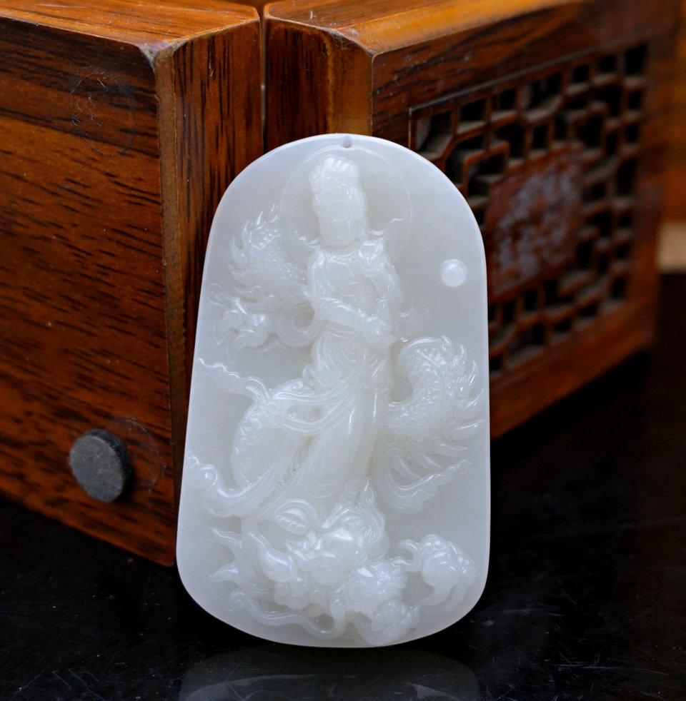 观音新疆吊坠玉佩龙观音大龙和田男生玉坠菩萨颈饰