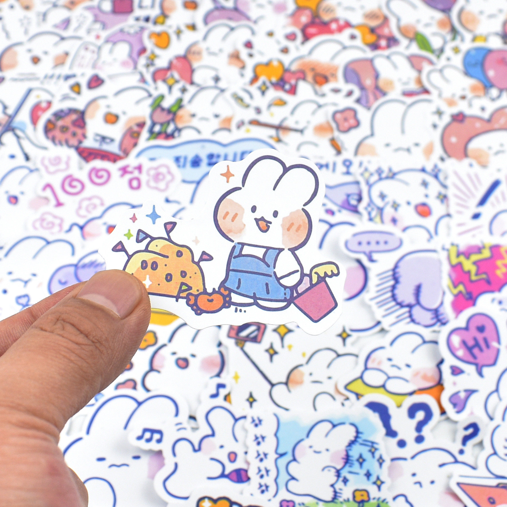 韩国兔子diy机壳手机装饰手账ins软萌包兔子贴纸