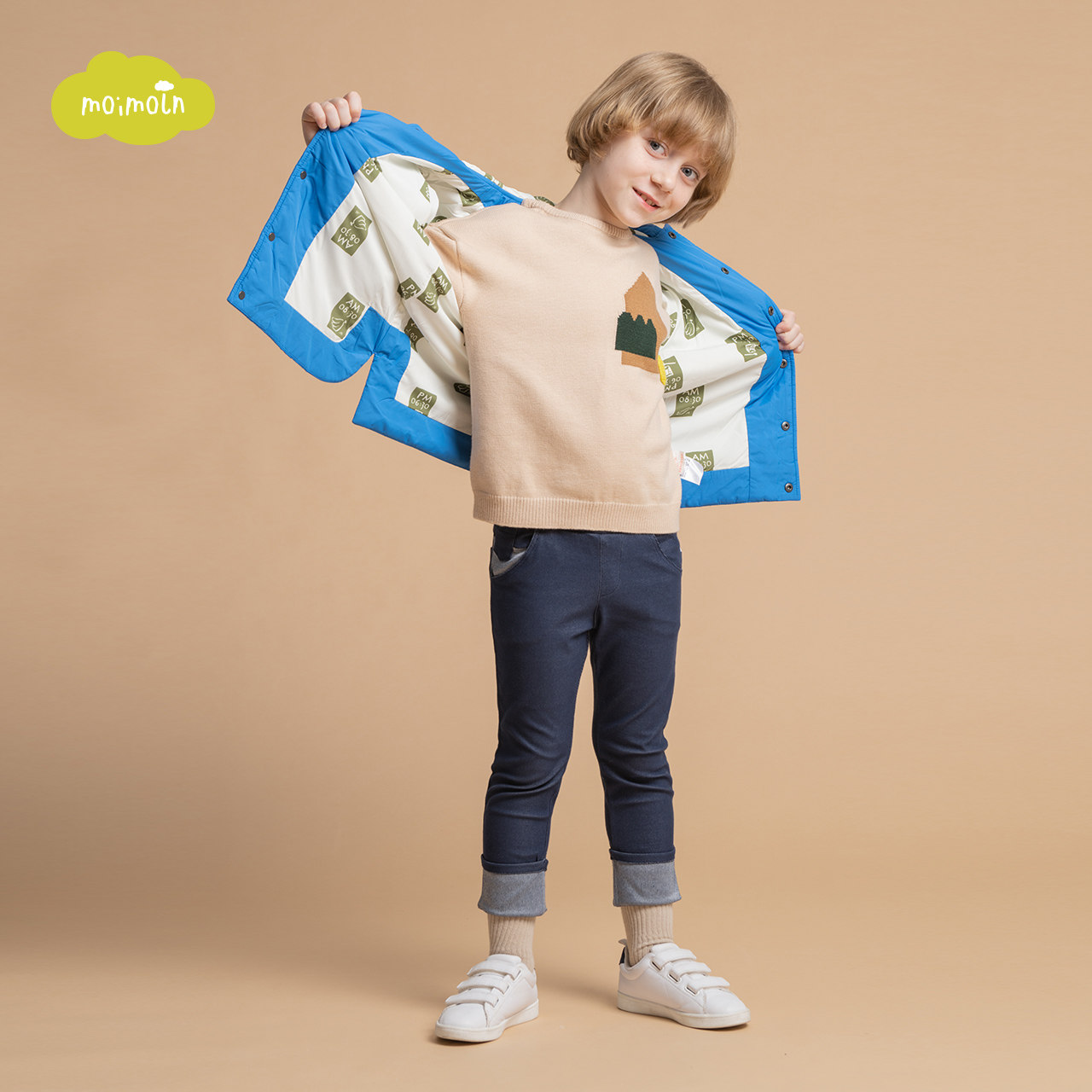 moimoln小云朵童装男女宝宝春夏棉服卡通刺绣设计棉袄
