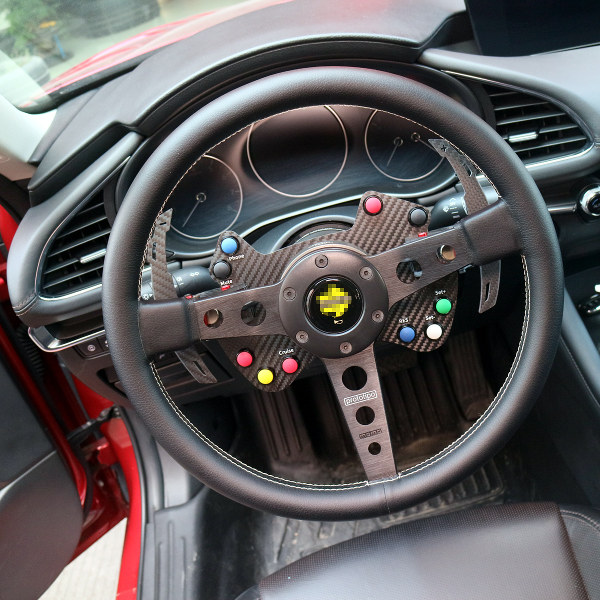 马自达改装快拆赛车方向盘碳纤维加大换档拨片碳纤方向盘