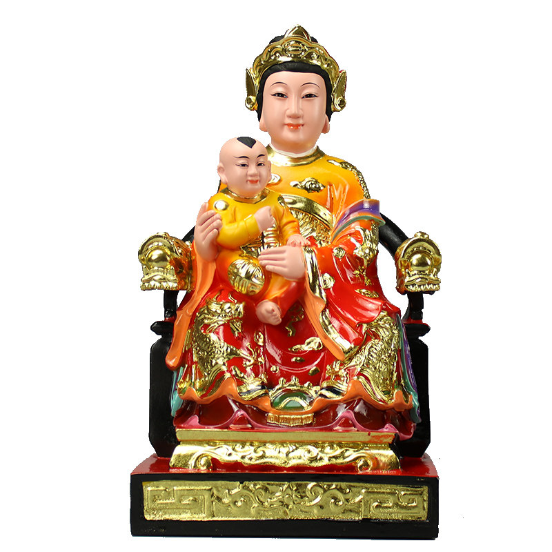 娘娘送子神像临水夫人陈靖姑注生顺天圣母树脂摆件