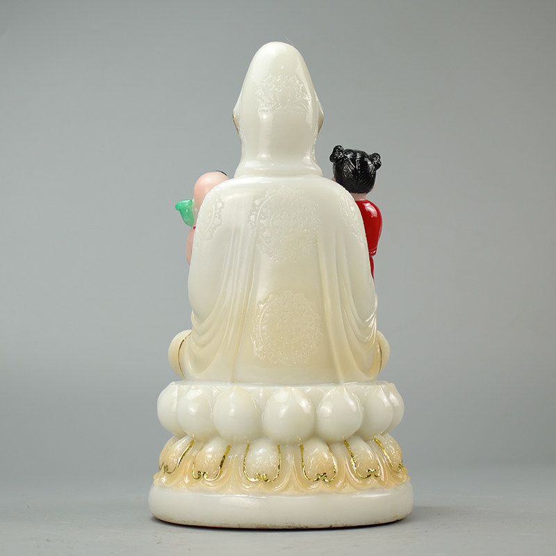 送子观音汉白玉佛像摆件寺庙用品家用手工龙凤送子观摆件
