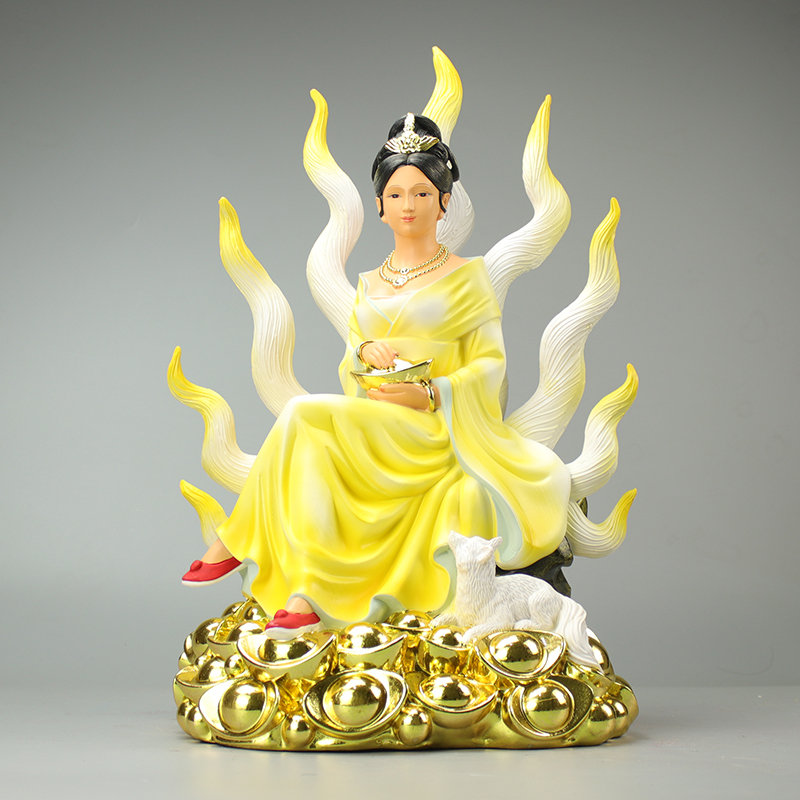 狐仙神像九尾狐仙娘娘供奉神像寺庙开光招桃花求姻缘招财道家摆件