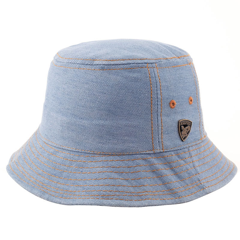 牛仔布帽子男潮新款盆帽女春夏遮阳帽防晒大檐休闲帽子