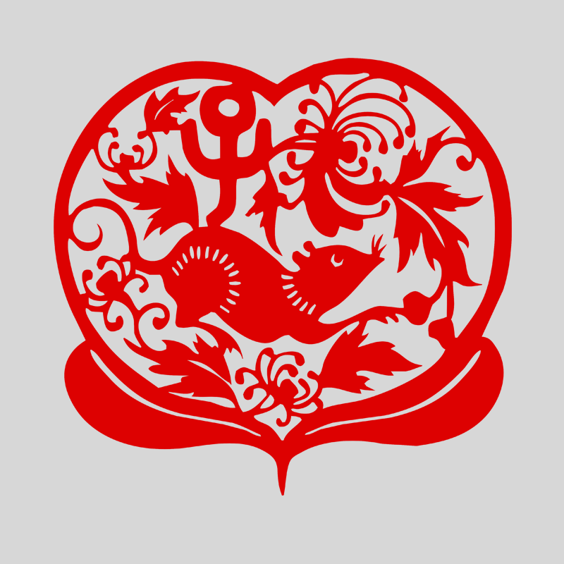 传统手工剪纸窗花老鼠十二生肖动物2020鼠年幼儿园喜字