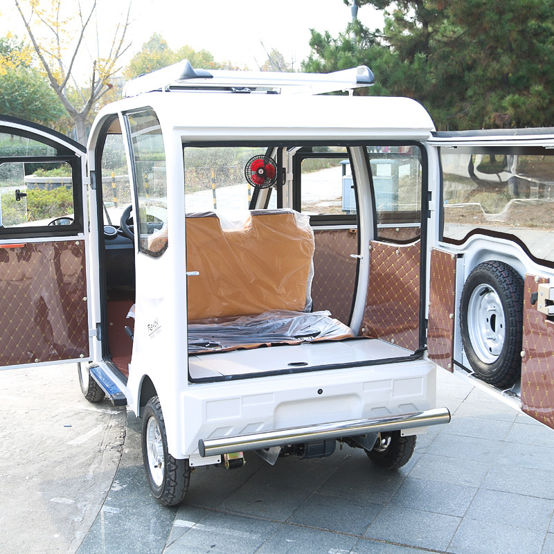 全封闭电动三轮车载客电瓶车家用接送孩子成人电动四轮车代步车