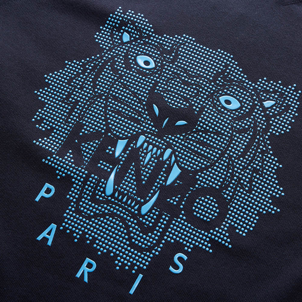 kenzo/高田贤三2020春夏藏青色纯棉虎头图案男士圆领针织衫毛衣