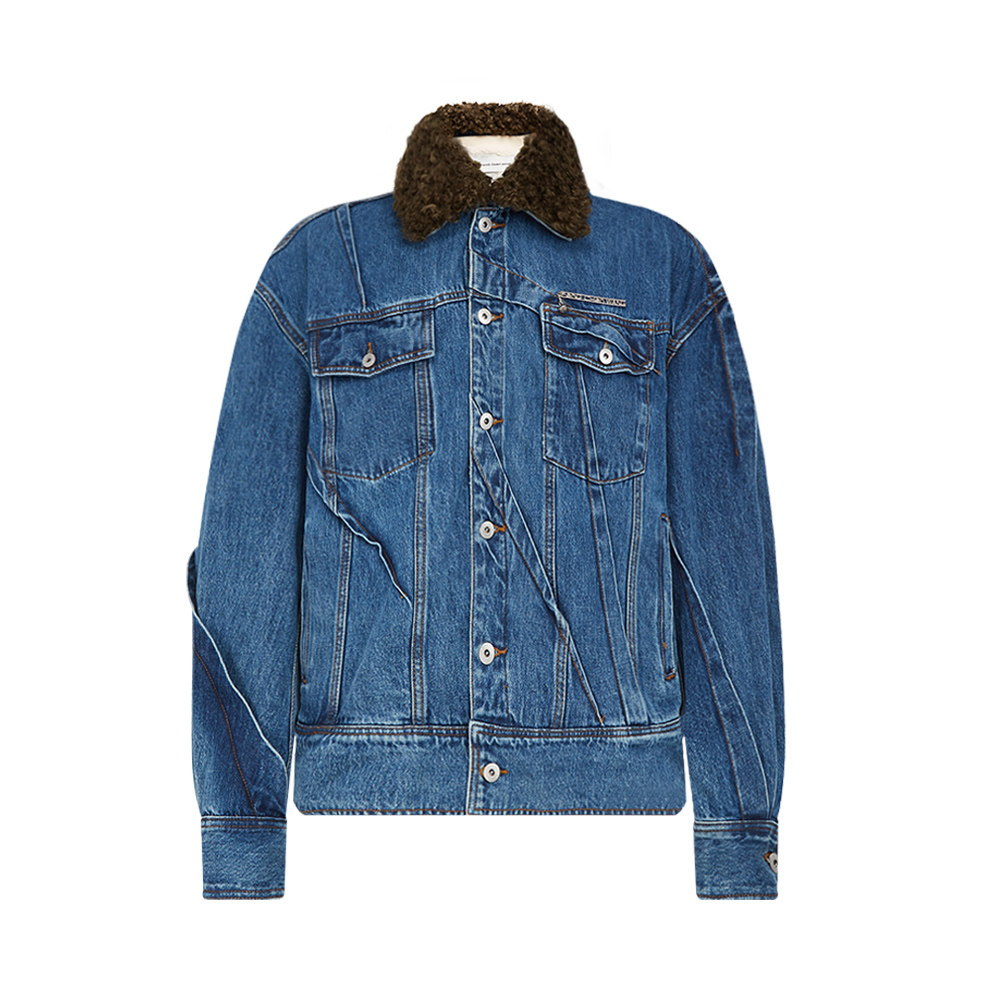 fengchenwang2021蓝色拼接男士牛仔外套夹克上衣夹克