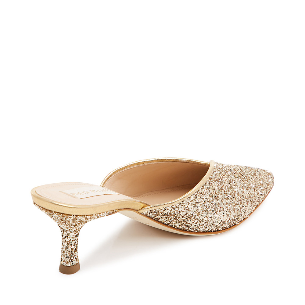 pollyplume2020春夏金色闪片复古尖头优雅气质女士时装凉鞋