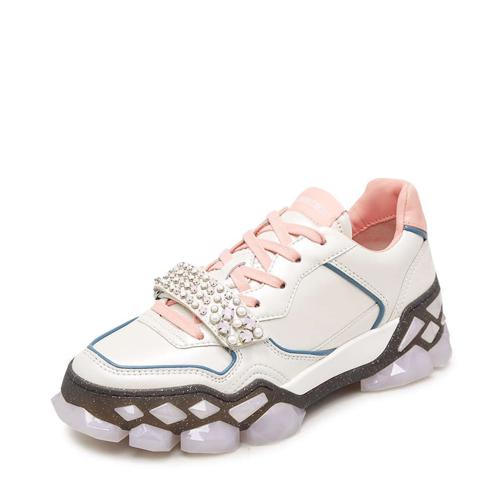 jimmychoo银白色牛皮logo细节珠宝女式低帮休闲鞋单鞋