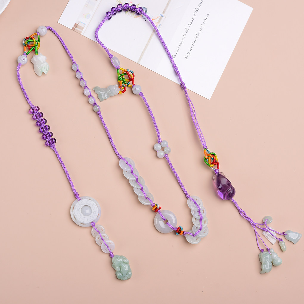 开光天然翡翠玉红腰链本命年属鼠紫色腰带礼物红色腰带