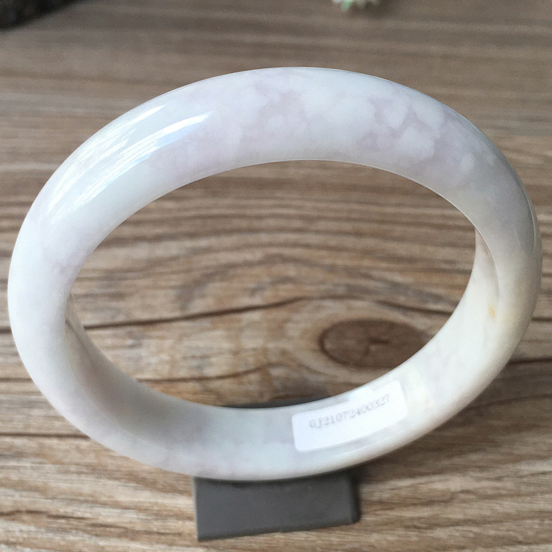 老坑翡翠手镯59mm正圈圆白色糯种鉴定证书天然缅甸手镯