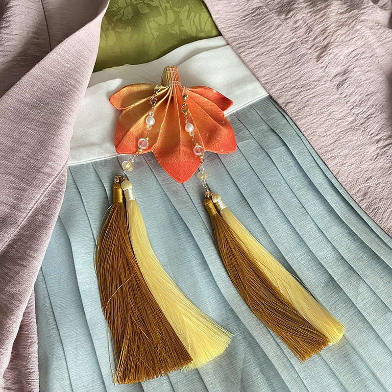 时春枫叶橙光流苏香囊汉服荷包随身香包香包