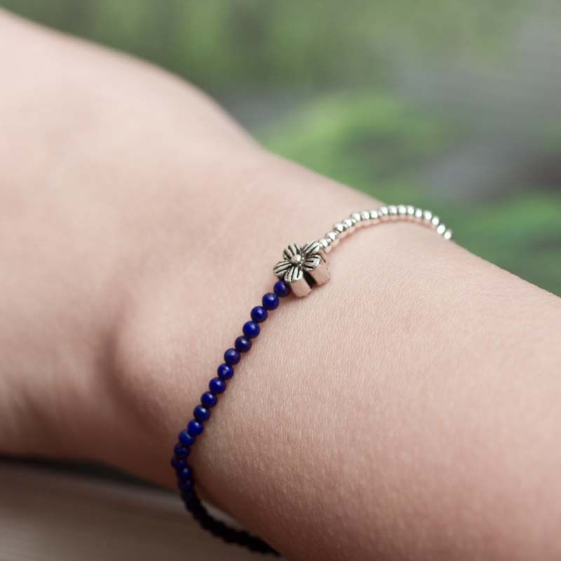 素集祥纯银圆珠小米米珠手链珍珠绿松复古古风手链