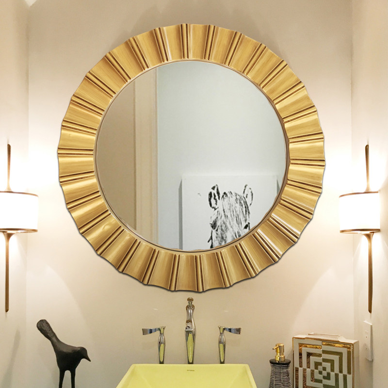 欧式圆形镜子浴室装饰复古卫生间卫浴店面玄关浴室镜