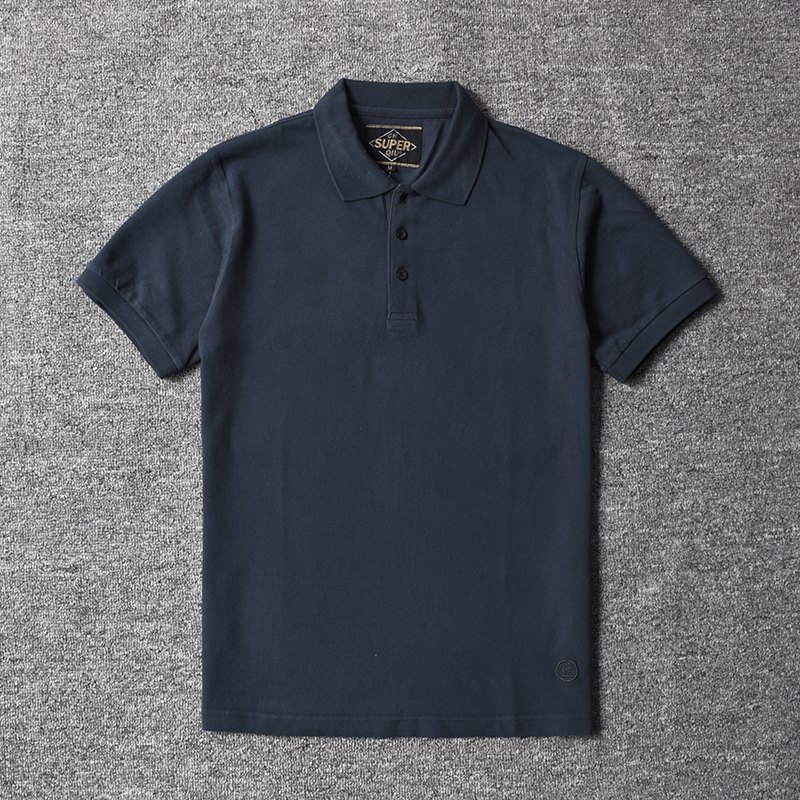 帅气三粒扣 重洗做旧修身Polo休闲翻领 青年纯色珠地棉短袖欧风