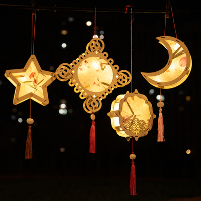 新年元宵古风发光手工材料汉服手提花灯宫灯儿童礼品灯笼