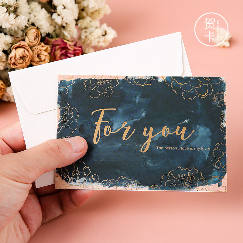 创意简约ins高档烫金贺卡父亲母亲节日生日感谢留言祝福diy小卡片