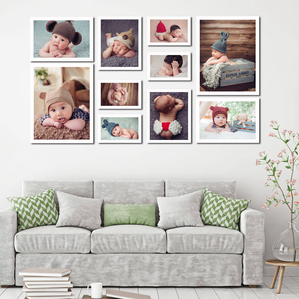 宝宝照片墙儿童房男孩卧室创意组合免打孔卡通相框背景墙 洗照片