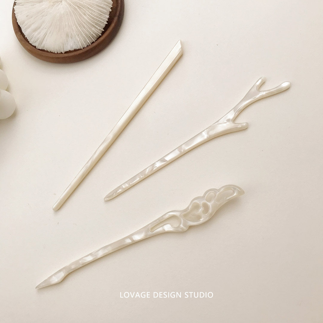 现代简约仿玉发簪盘头头发插头头饰女发发饰发钗发饰