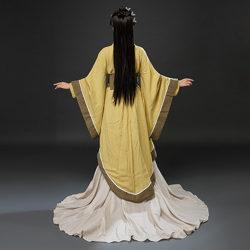 汉服影视新三国貂蝉同款古装女棉麻汉服拖尾贵妃服剧组群演演出服