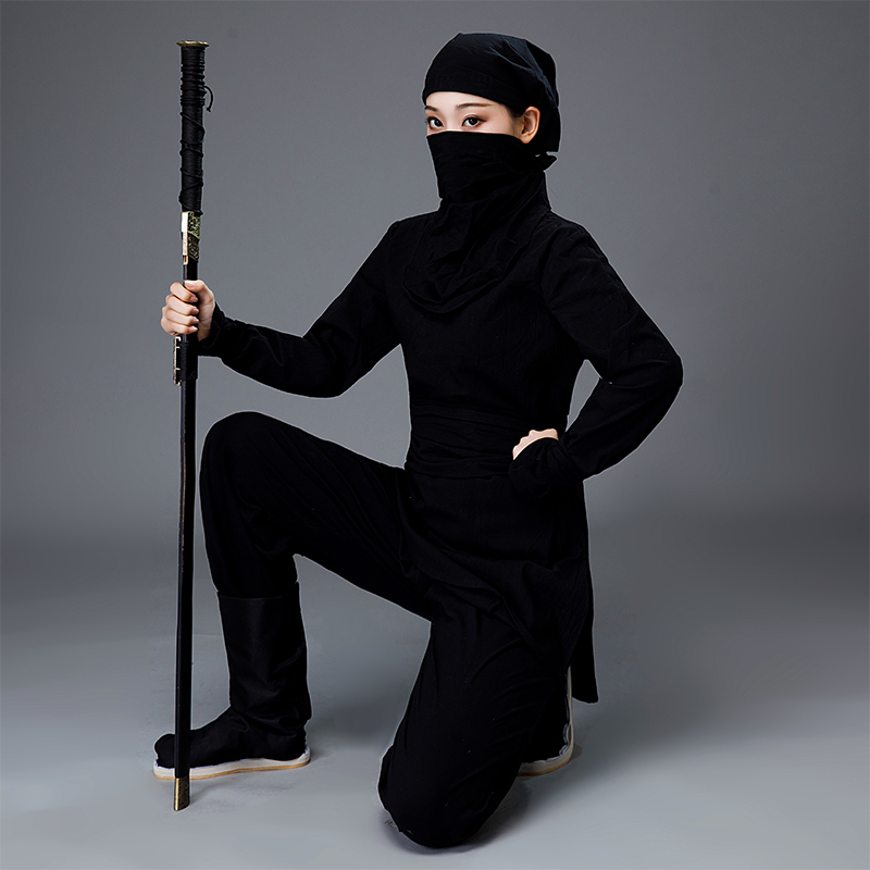 古装影视夜行衣女黑色棉麻刺客客服武侠杀手民族服装