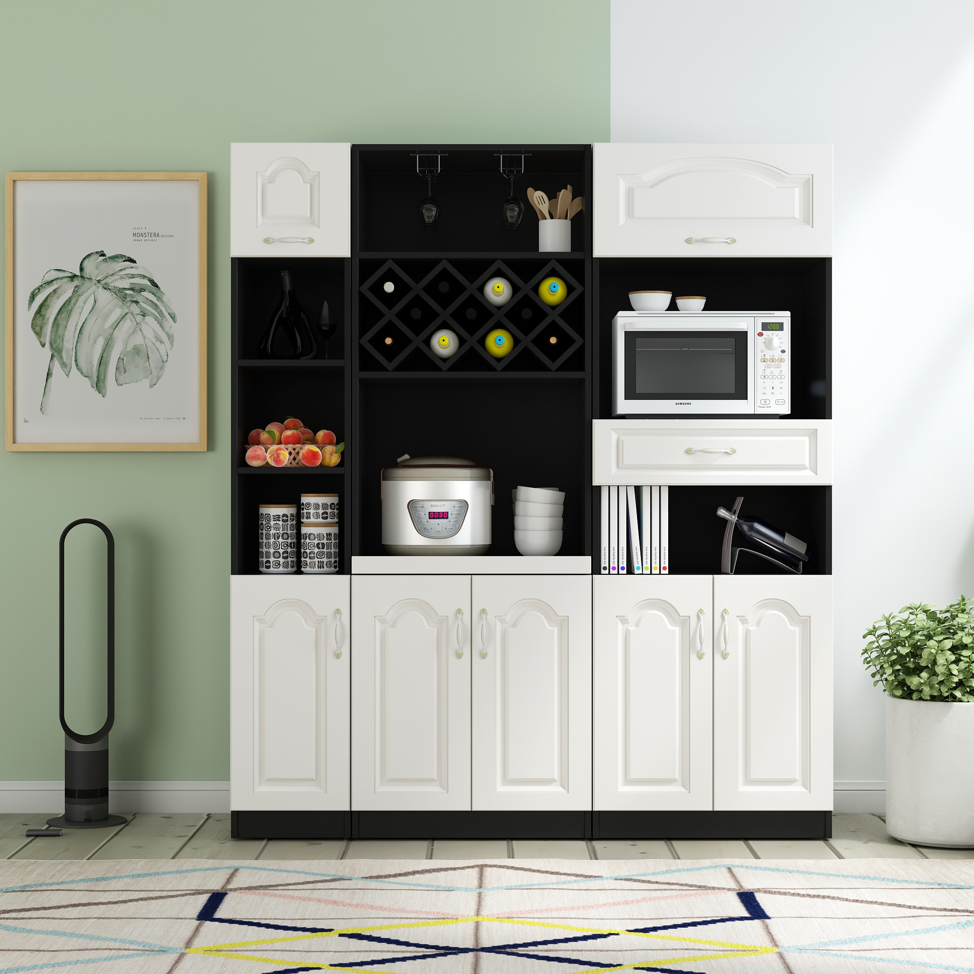 现代简约餐边柜家用茶水水柜微波炉碗柜餐厅高柜大容量餐边柜