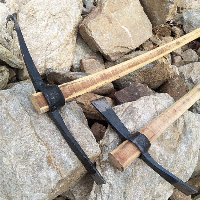 开荒十字钢镐头锻打镐斧采挖树根竹笋煤矿手动工具登山镐大小洋镐